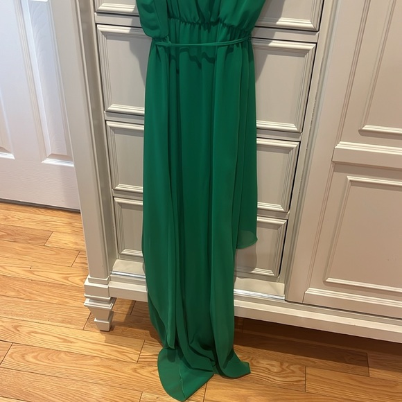 Women’s SZ Medium SWEET CLAIRE green high low dress Short in front long in back - Picture 7 of 7